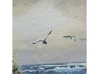 Vintage Lighthouse Seaside Gulls Painting Signed Acrylic on Wood Board Framed