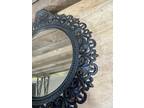 Antique Wrought Iron Framed Round Early Mirror