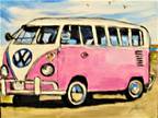 VW Van Art ABSTRACT Original acrylic canvas 8 x 10 CJ Lee