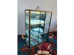 Vintage Brass And Glass, Curio Cabinet, Etched Flower Design, Made In Mexico
