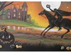 Aceo Print of Painting Ryta Halloween Vintage Style Art Sleepy Hollow Horseman