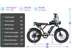 Ridstar 1000W 48V 15Ah Battery 20'' Fat Tire Mountain Electric Bike 7-Speed