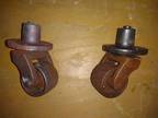 Antique Cast Iron Swivel Caster Wheels Set of 2 Salvaged Hardware Piano Casters
