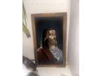 Antique Painting Of Jesus On Black Velvet Framed