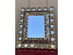Early 20th Century Flowered Reverse Painted Gold Gilt Wall Mirror