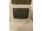 VTG 13” QUASAR WHITE CRT TV/VCR RETRO GAMING VV1310W TESTED-see video in desc.