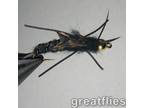 1 dozen (12) - Kaufmann's Stonefly Nymph - BLACK - Bead Head - Rubber Legs