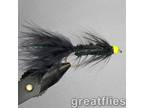 1 dozen (12) - Woolly Bugger - BLACK - Chartreuse Bead Head