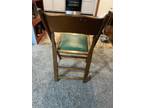 Vintage Folding Chair With Green Fabric