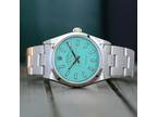 Rolex 14000 Air-King Stainless Steel Custom Tiffany Dial Smooth Bezel 34mm Watch