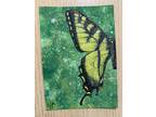 Original ACEO Swallowtail Butterfly Painting with Abstract Background