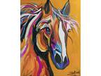 Art Broadway Original Horse Stretched Canvas 8x10 in. Expressionism painting