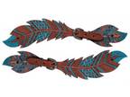 Showman Teal Painted Feather Spur Straps