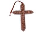 Showman Large Floral Tie On Cross With Silver Beads