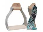 Shiloh Showman Wide Twisted Barrel Stirrup With Teal Aztec Print