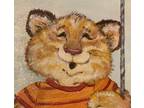 Anthropomorphic Happy Cat Whimsical Oil Painting Marion Collins VTG Summer Fun