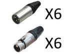 Lot of 12 (6 each) New Neutrik NC3FXX Female XLR & NC3MXX Male XLR