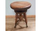 Antique Swivel Piano Stool Glass Ball Claw Feet