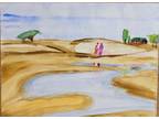 Original Watercolor Painting By RA Kindred "The Beach Pool, O'Hara