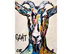 Corbellic Expressionism 14x11 Goat Greatest Animal Farm Colorful Signed Canvas