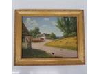 Framed Acrylic on Canvas Painting of a Farm Scene - Signed by the Artist