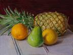 original oil painting a day still life realism pineapple orange pear 10x8 Y Wang