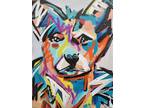 Corbellic Expressionism 14x11 Abstract Dog Animal Unique Colorful Signed Canvas