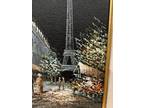 Original Oil on Canvas Painting Paris at Night Signed 18"x 22"