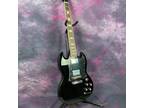 High quality SG Electric Guitar Solid mahogany body high gloss black fast transp
