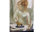 VTG Authentic Don Vogel Post Impressionist Artwork girl ironing 8x10 signed Art