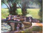 Bridge Pond, Original Oil Painting, Frame
