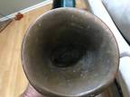 Vintage German Fürst-Pless Brass Hunting Horn Green Leather With Mouthpiece