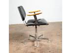 Mid Century Modern Office Chair Black Oak Chrome Task Swivel Armchair Industrial