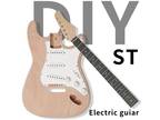 DIY ST Style Electric Guitar Kits with Mahogany Body, Maple Neck , Accessories