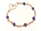 Copper Bracelet w/Heart Clasp & Blue Gemstones