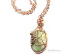 Copper Wire Wrap Green Opal Stone Pendant with Butterfly