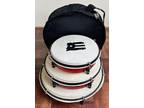 Plenera Drums, Set Of 3 Drums with Carry Bag-And Painted Puerto Rico Black Flag