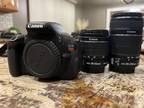 Canon Rebel T3i 600D 18 MP Camera With 18-55 EFS Lens + 55-250mm Zoom Lens +