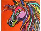 Art Broadway Original Horse Stretched Canvas 8x10 in. Abstract painting