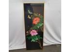 B Framed 'Floral' Silk Painting Wall Panel by Unknown