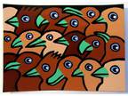 ACEO Original Painting BIRD PALS Folk Outsider Contemporary Art JEFF ZENICK