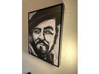 Luciano Pavarotti black and White Painting With A Black Frame