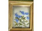 1950’s Forget-Me-Nots Original Signed 3-D Oil Painting On Glass By Edmond