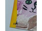 Cat Art Original Abstract Collage Acrylic Painting Modern Pop Art Cat Lover Gift