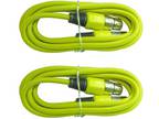 2 PACK YELLOW 3 ft foot XLR pin male to female shielded MIC extension cable cord