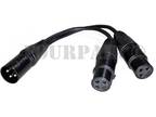 3-Pin XLR Male Plug to Dual 2 Female Jack Y Splitter Mic DJ Cable Adaptor 16 AWG