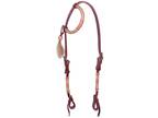 Buffalo Leather Round One Ear Headstall With Red Accents
