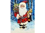 ACEO Original Painting Old Fashioned Santa Kris Kringle in the Snow By L garcia.