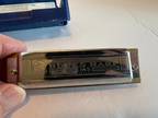 Vintage M Hohner Blues Harp Harmonica Key of Bb with Hard Case & Spec Sheet