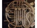 H N White Nickel Silver Double French Horn Model 1159 U S Navy Ready To Play
